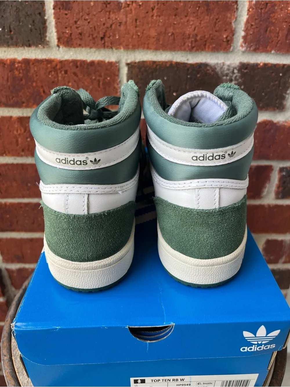 adidas Top Ten High-Top Sneakers in Green and White with Gold Dubrae